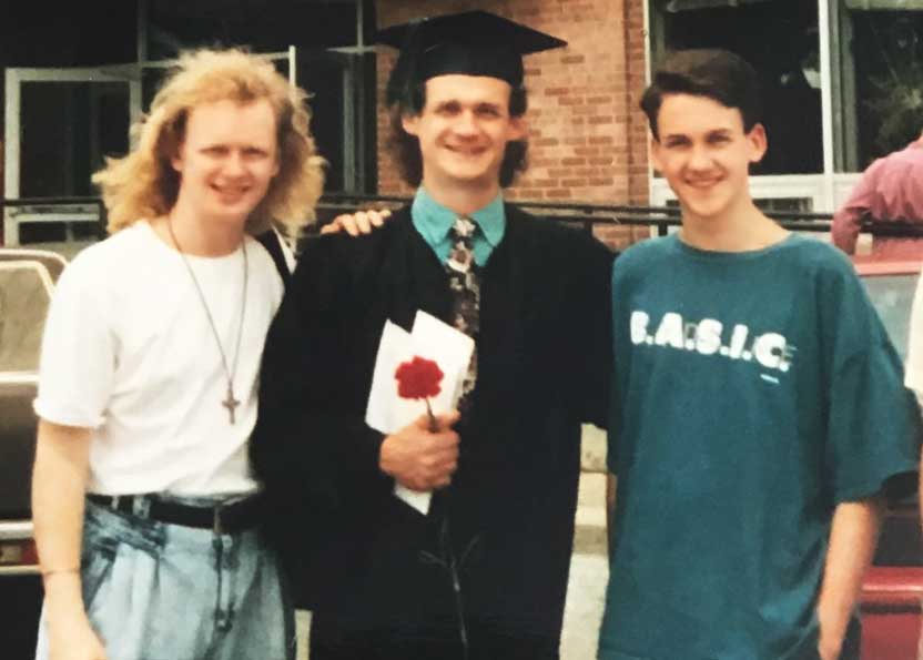 Bill LaDue, center, at his graduation from CCV in 1992.